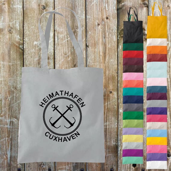Fabric bag "Home port Cuxhaven beach love vacation at home" cotton jute sports bag bag gift