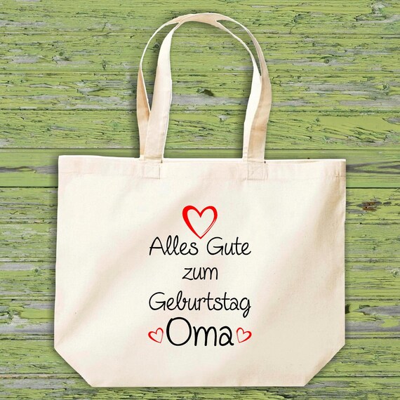 Stoffbeutel "Alles Gute zum Geburtstag Oma" Jute Baumwolle Tasche Einkaufen Beutel Geschenkidee