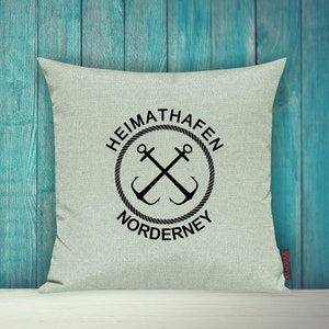 Cushion Cover Sofa Cushion &quot;Heimathafen Norderney Holiday Family&quot; Sofa Cushion Decoration Couch Cuddly Cushion