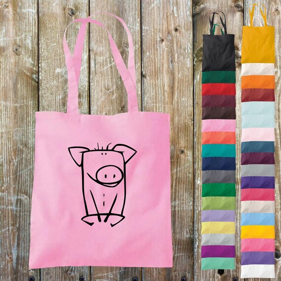 Cloth bag jute funny animals "pig piglet" piggy
