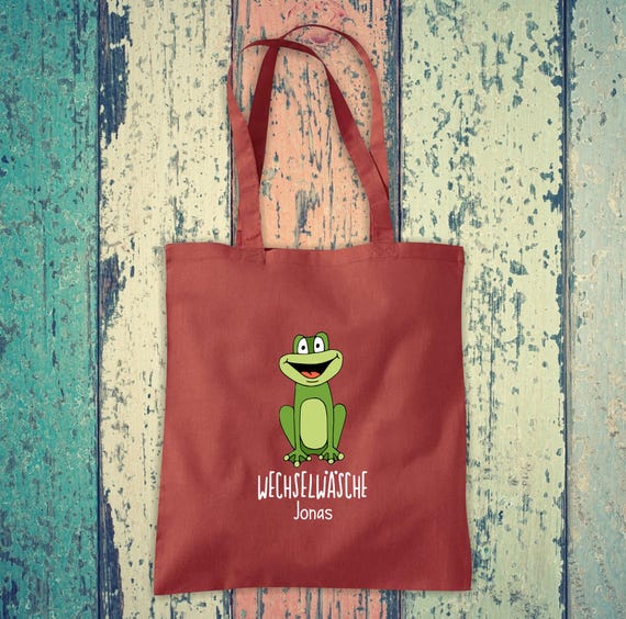 Fabric bag custom text "animal motif change of clothes name" animals cotton jute sports bag bag pouch gift