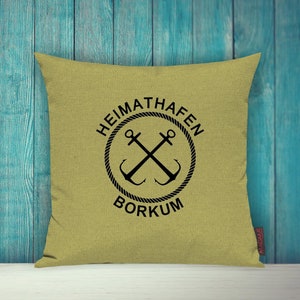 Cushion cover sofa cushion &quot;Heimathafen Borkum Urlaub Familie&quot; sofa cushion decoration couch cuddly cushion