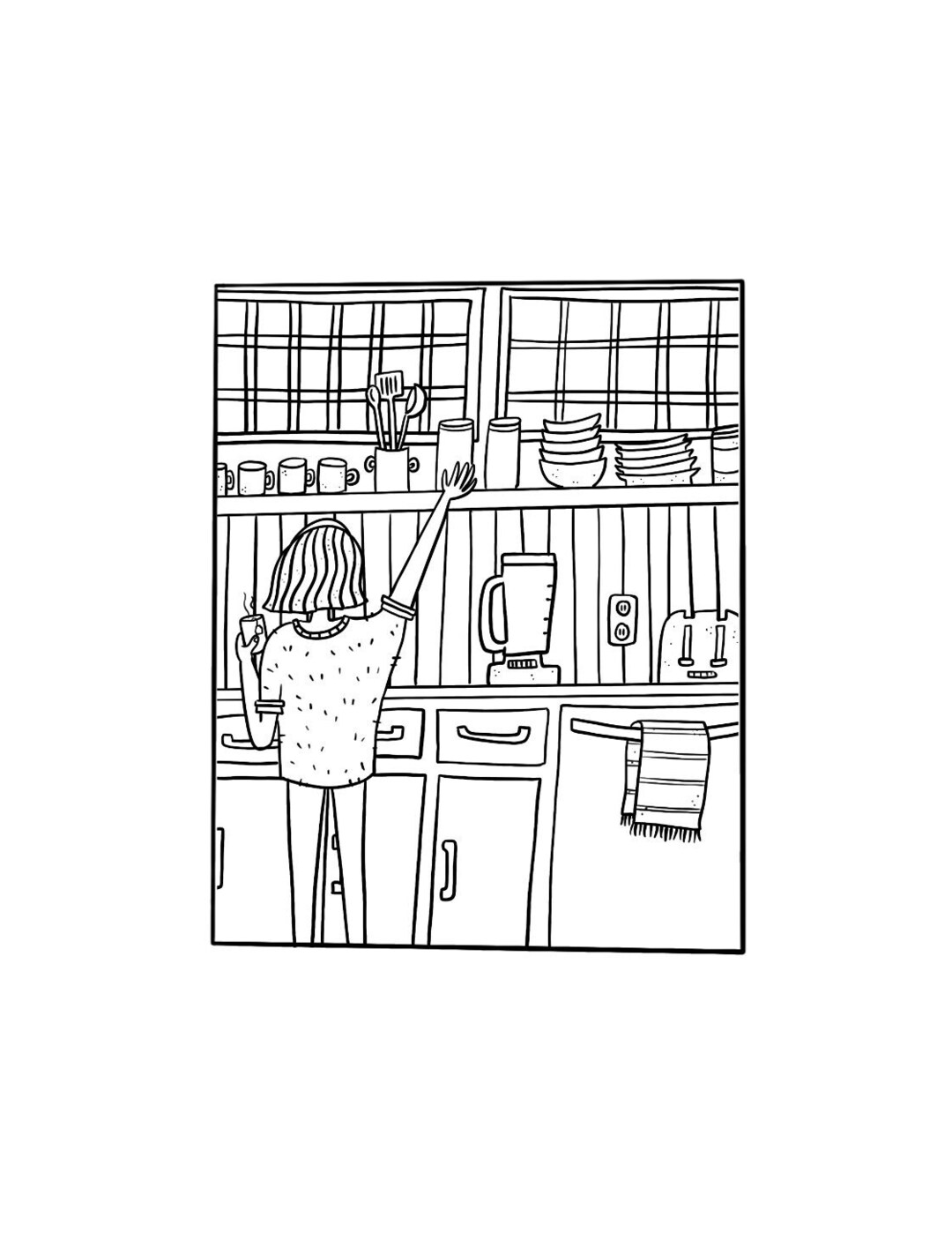 Instant Coloring Page Cozy Night at Home Coloring Book for Adults ...