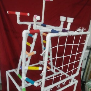 PVC Parrot Play Stand - Our Larger COMBO Play Gym Floor Perch **Free Shipping** #50