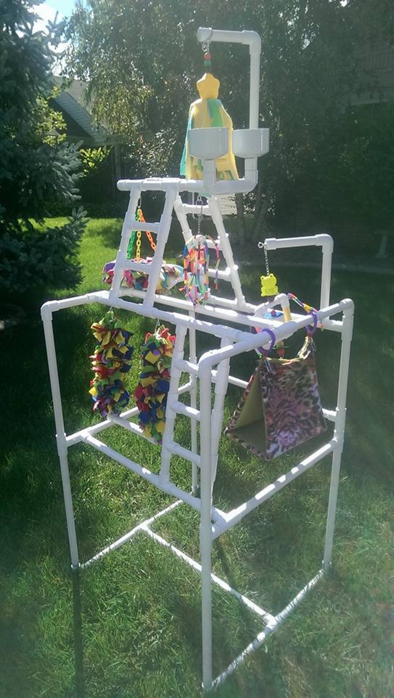 PVC Large Parrot Play Stand wrapped w swing and PAN Etsy