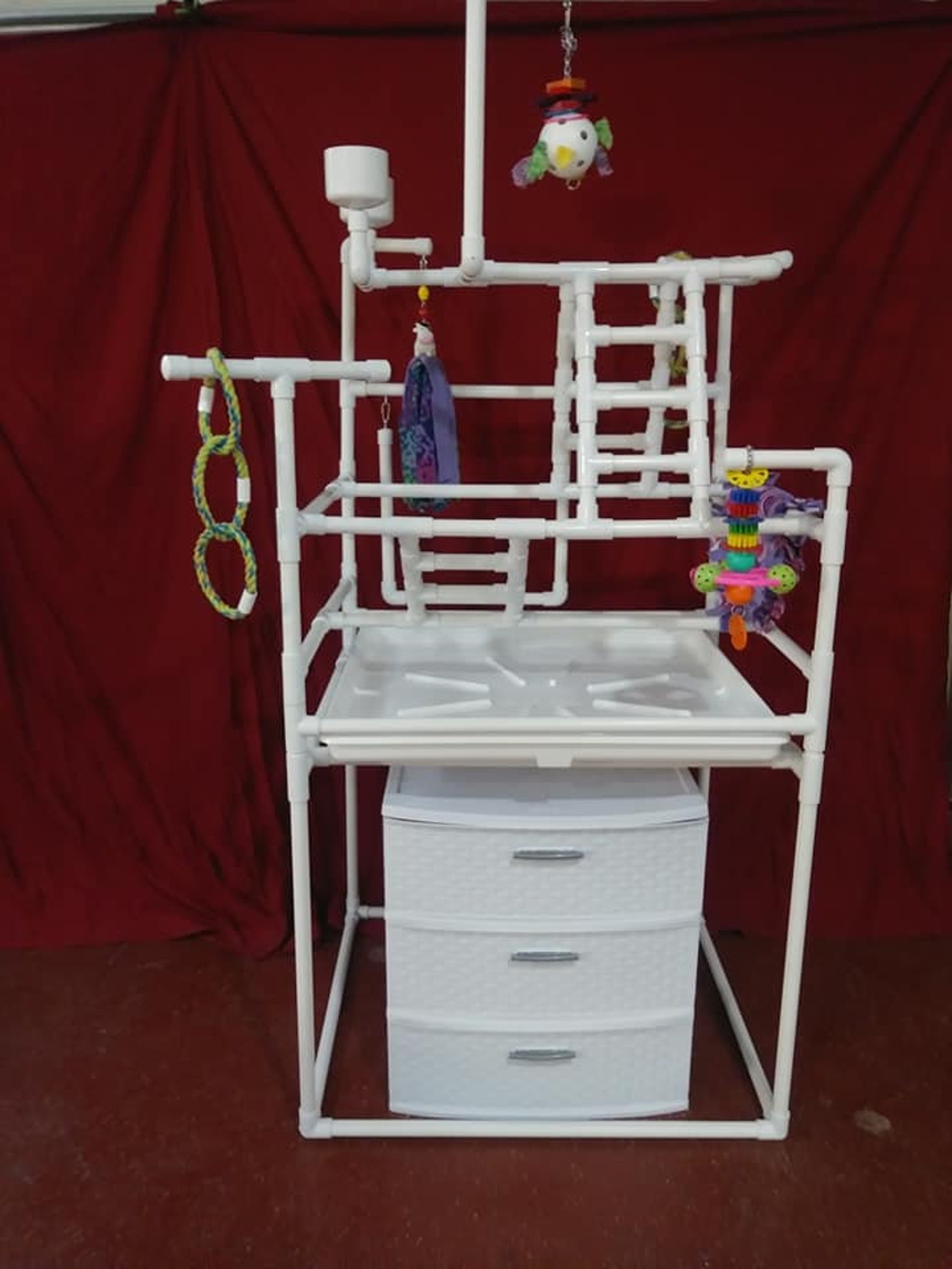 Picture of Large Gym With Raised Pan and Swing, Parrot Floor Perch \ Macaw Stand ...