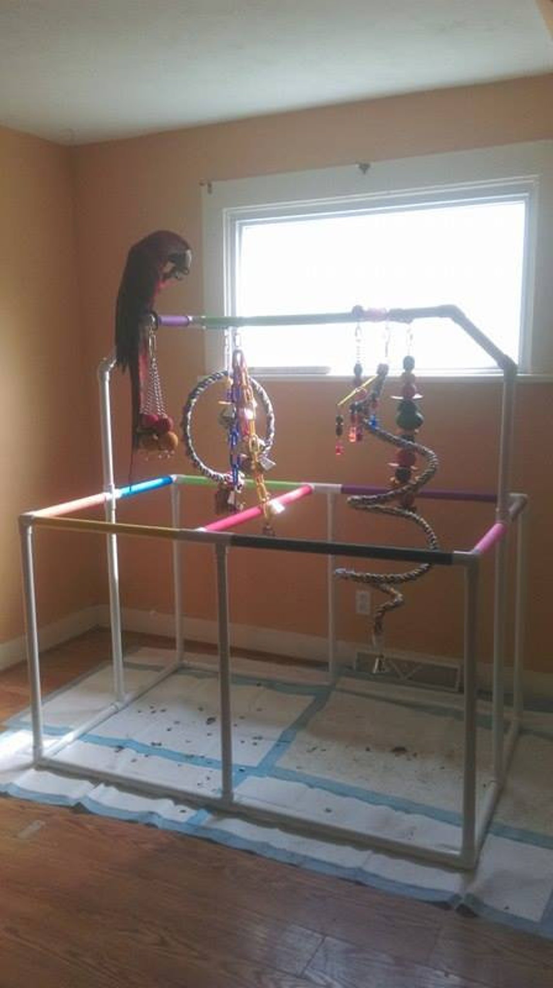1 PVC Parrot Play Stand 5'x3' Huge Floor Perch Etsy