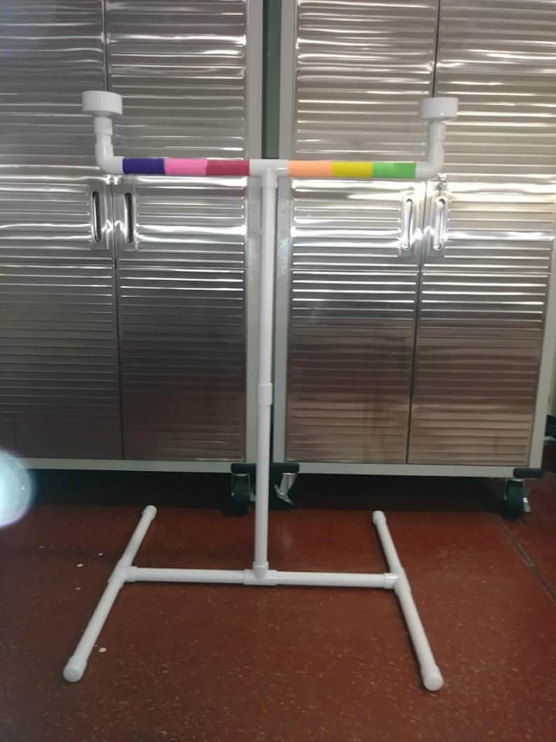 1 PVC Parrot Floor Perch Stand Wrapped W Bowls Macaw Etsy