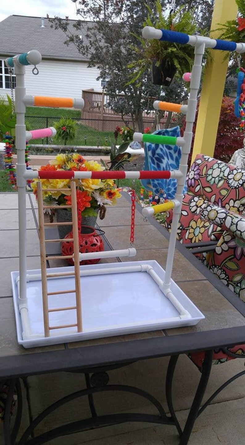 1/2 PVC Parrot Perch Fun GymStand with Ladder Pan and Etsy