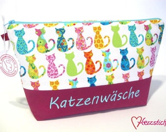 Kulturtasche "Katzenwäsche" magenta