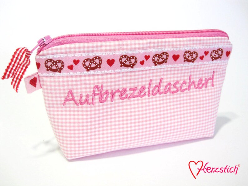 Kosmetiktäschchen Aufbrezeldascherl rosa Bild 1