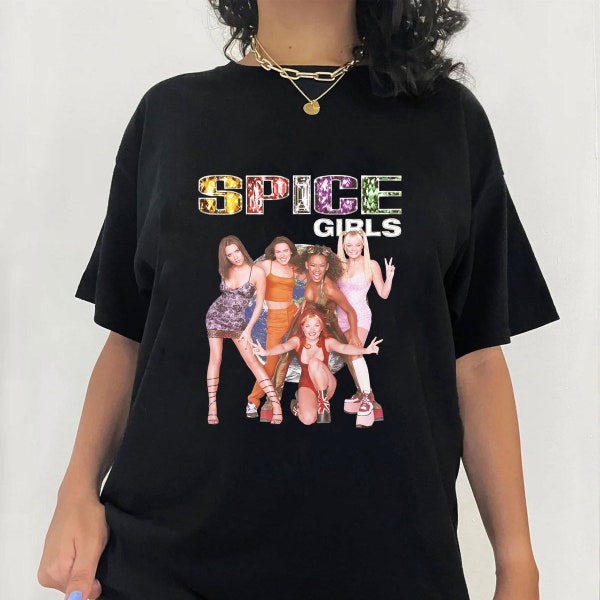 Camiseta vintage de las Spice Girls de los años 90, camiseta gráfica de la banda retro de las Spice Girls, regalo de ropa de estilo vintage para niñas para fanáticos