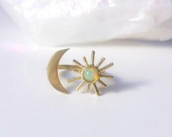 Sonne und Mond Feueropal Ring