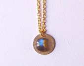 Labradorite Moon Necklace with Beautiful Blue Shimmer