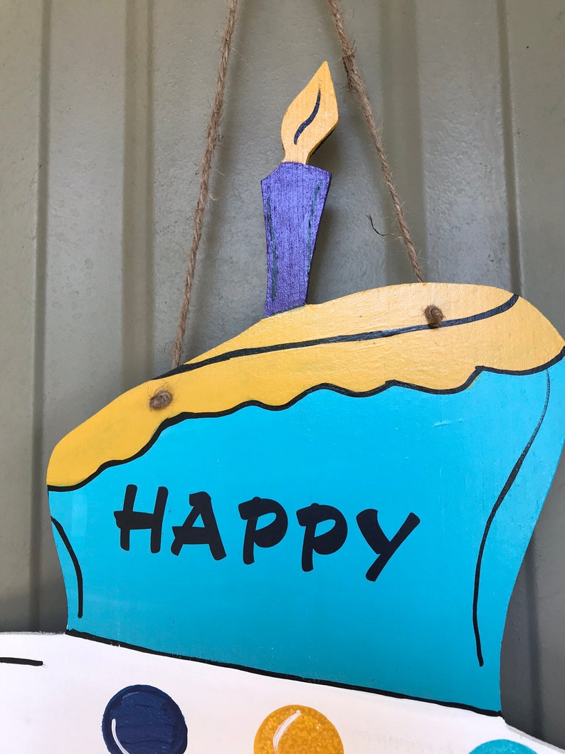 birthday celebration cake wood Birthday Cake Happy Birthday Cake Door Hangerwall Decor