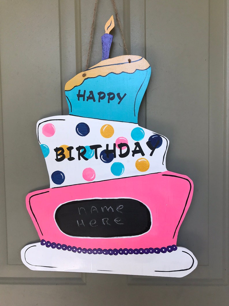 birthday celebration cake wood Birthday Cake Happy Birthday Cake Door Hangerwall Decor