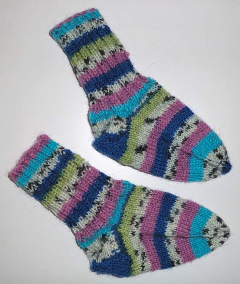 Knitted baby socks kids socks bluepurplegreen EU size 1819