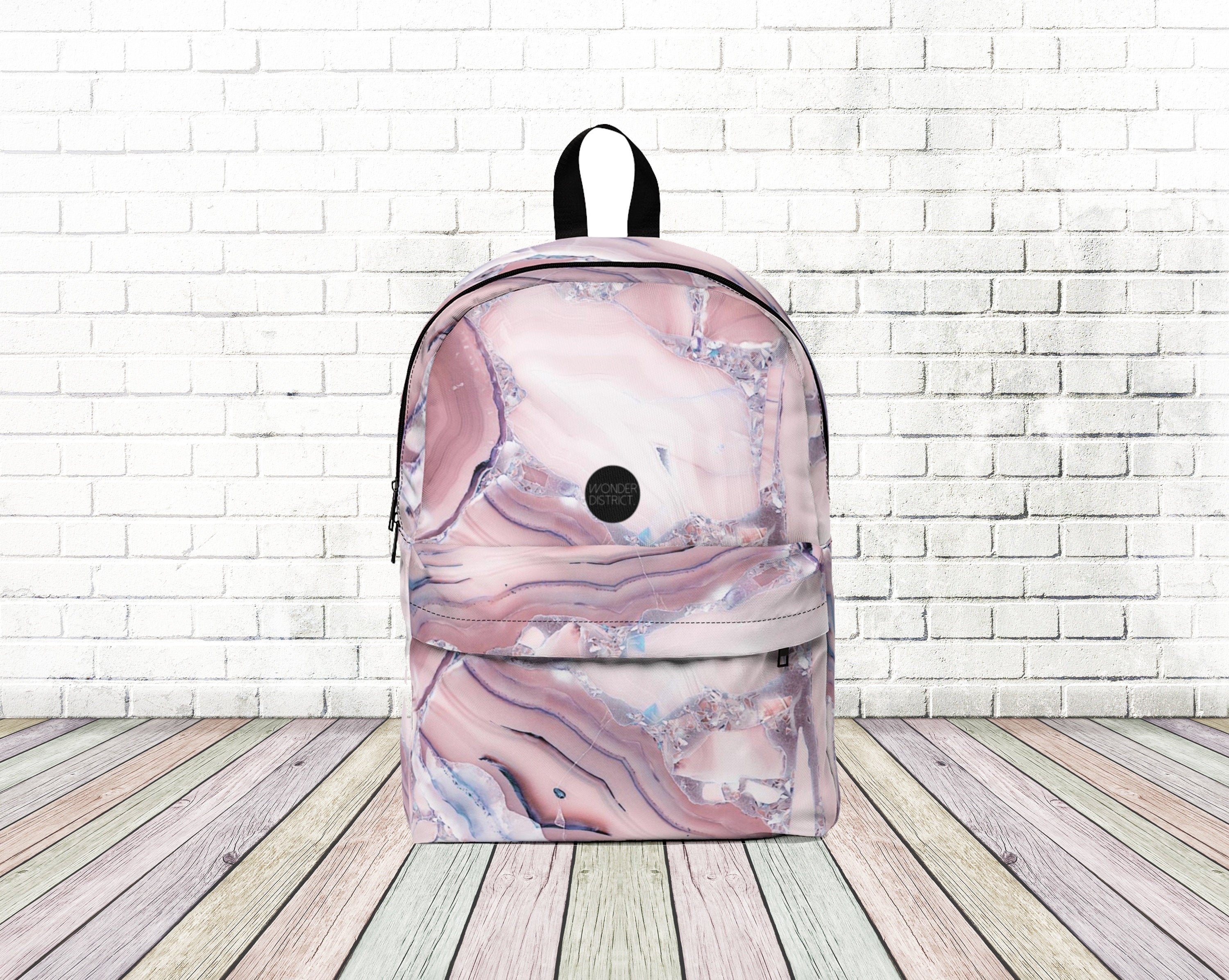 Light Pink Marble Backpack Blush Pink Backpack Marble Bag