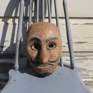 Early Mexican Folk Art Mask Hand-Carved and Painted