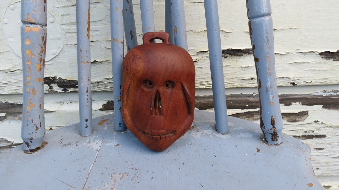 Teak Death Mask Hand Carved Skeleton Mask Etsy