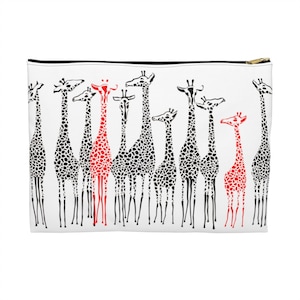 Giraffe Safari Bolsa de mão com zíper grande para cosméticos com forro preto grande e durável