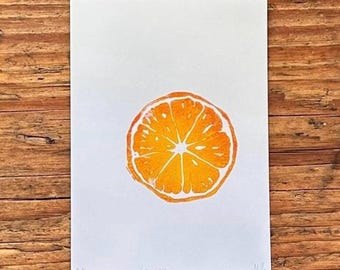 Hand Printed Fish and Moon Linocut – Original Linoprint
