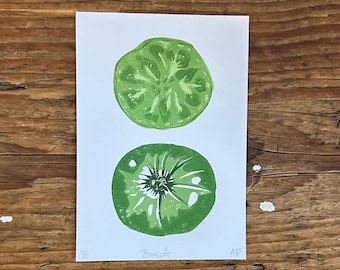 Hand Printed Green Tomato – Original Botanical Art Print