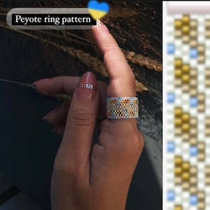 Ukraine Peyote Ring Patterns Beadwork Jewelry Patterns Beadweaving Ring Seed Bead Pattern Beading Pattern Beaded Ring Pattern