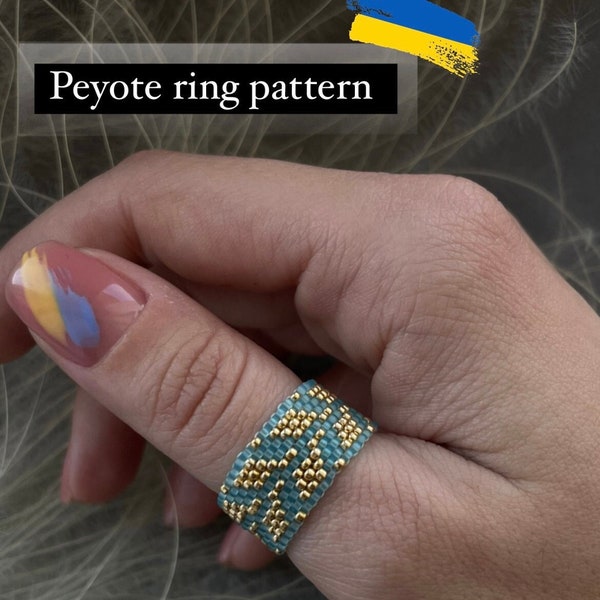 Ukraine Peyote Ring Patterns Beadwork Jewelry Patterns Beadweaving Ring Seed Bead Pattern Beading Pattern Beaded Ring Pattern