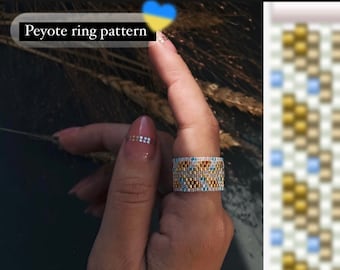 Ukraine Peyote Ring Patterns Beadwork Jewelry Patterns Beadweaving Ring Seed Bead Pattern Beading Pattern Beaded Ring Pattern