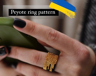 Ukraine Peyote Ring Patterns Beadwork Jewelry Patterns Beadweaving Ring Seed Bead Pattern Beading Pattern Beaded Ring Pattern
