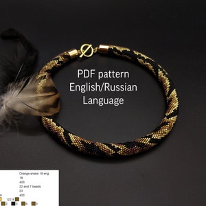 PDF Bead Halskette Muster häkeln Seil Perlenkette Muster Geschirr Diagramm für Armband und Perlenkette Schlangenprint Muster häkeln