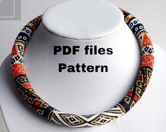 Bead crochet pattern crochet necklace bead rope fachion necklace Jewelry patterns patchwork pattern crochet bracelet  Toho beads delika PDF