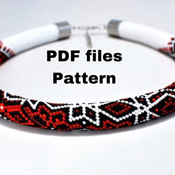 Bead crochet pattern crochet necklace bead rope png pattern ethnic necklace Jewelry patterns crochet bracelet  Toho beads delika PDF