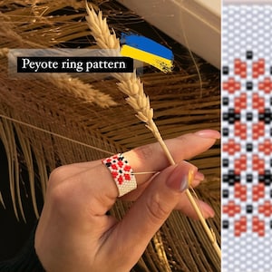 Ukraine Peyote Ring Patterns Beadwork Jewelry Patterns Beadweaving Ring Seed Bead Pattern Beading Pattern Beaded Ring Pattern Embroidery