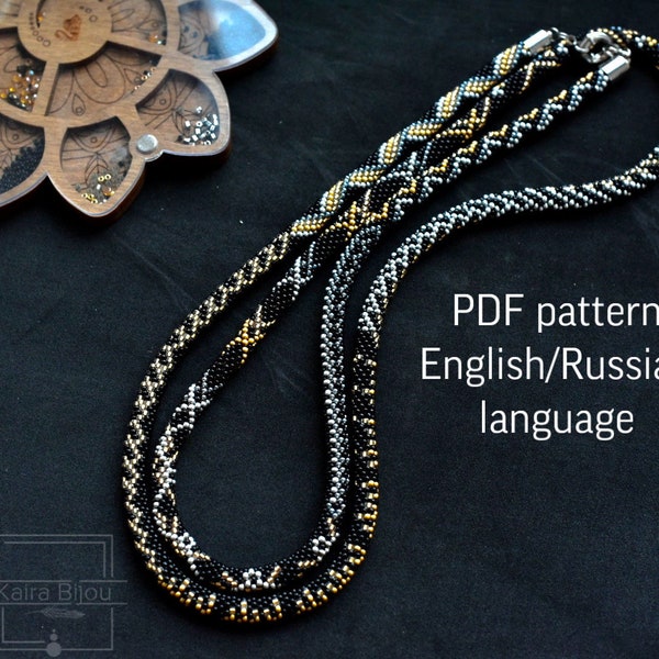 Bead crochet pattern casual necklace bead rope fashion necklace Jewerly patterns crochet bracelet Toho beads pattern long necklace lariat