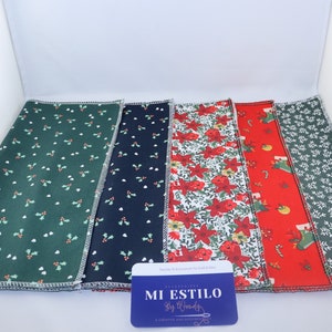 2 servilletas de tela punto overlock, una sola capa. Navidad, para niños y adultos, servilletas lunch, pañuelos de tela, 100% algodón
