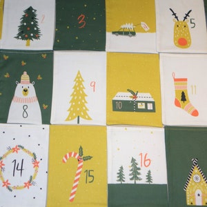 Adventskalender Grün, 24 Säckchen Bedruckt 12,5X17,5cm, plus ein Säckchen, Adventskalender zum Befüllen. zdjęcie 7