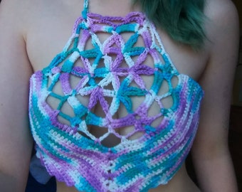 Flower of Life Halter Top, crop top, bralette, festival top