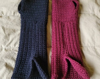 Colorblock Gauntlet Fingerless Gloves
