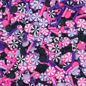 Mezcla de espolvoreado falso rosa y púrpura/espolvoreado de confeti de arcilla polimérica sintética/rebanadas para manualidades de resina, arte de uñas, decoden, agitador, limo, vaso