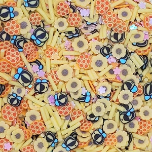 Honey Bee Fake Sprinkle Mix | Faux Polymer Clay Confetti Sprinkles | Slices for Resin Crafts, Nail Art, Decoden, Shaker, Slime, Tumbler