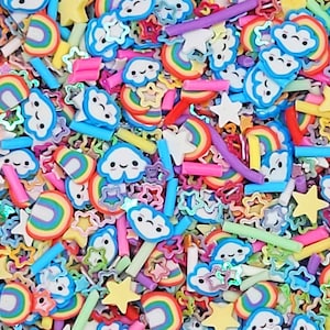 Rainbow Rave Fake Sprinkle Mix | Faux Polymer Clay Confetti Sprinkles | Slices for Resin Crafts, Nail Art, Decoden, Shaker, Slime, Tumbler
