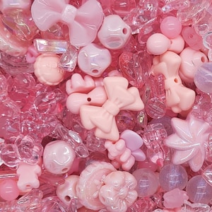 Pastell Rosa Mix | Super Kawaii Assorted Mystery Acryl Konfetti Perlensuppe für Fairy Kei, Decora, Kandi, Schmuck, Handwerk, Geschenke & mehr