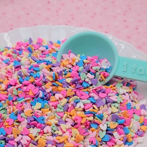 Regenbogen Herz Fake Sprinkle Mix | Faux Polymer Clay Konfetti Streusel | Scheiben für Resin Basteln, Nail Art, Dekoden, Shaker, Slime, Tumbler
