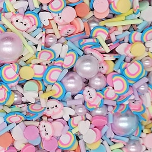 Pastel Rainbow Fake Sprinkle Mix | Faux Polymer Clay Confetti Sprinkles | Slices for Resin Crafts, Nail Art, Decoden, Shaker, Slime, Tumbler