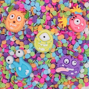 Monster Party Fake Sprinkle Mix / Faux Polymer Clay Confetti Sprinkles / Rebanadas para artesanías de resina, Nail Art, Decoden, Shaker, Slime, Tumbler