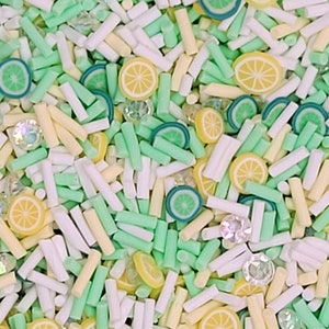 Lemon Lime Fake Sprinkle Mix | Faux Polymer Clay Confetti Sprinkles | Slices for Resin Crafts, Nail Art, Decoden, Shaker, Slime, Tumbler