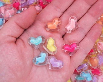 Cute Very Shiny Acrylic Heart Beads