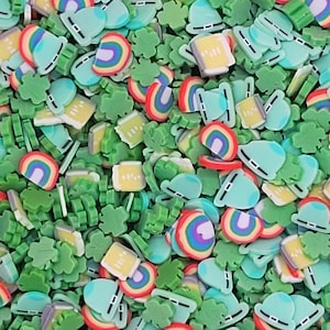 Lucky Leprechaun Fake Sprinkle Mix | Faux Polymer Clay Confetti Sprinkles | Slices for Resin, Nail Art, Decoden, Shaker, Slime, Tumbler